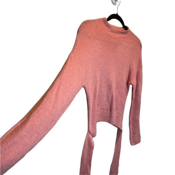 WAYF Where Are You From Mock Neck Tie Waist Sweater Blush Pink XS NWT - Picture 3 of 8
